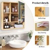 Artloge 3 Tier Natural Bamboo Mirrored Cabinet Wall Mounted Storage Cabinet Adjustable Shelves for Medicine Shaving Makeup - 4 of 4