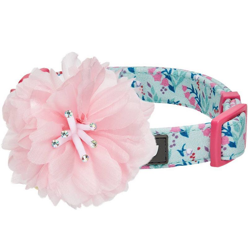 Blueberry Pet Floral Power Designer Dog Collar with Detachable Pink Peony, 1 of 6