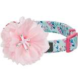 Blueberry Pet Floral Power Designer Dog Collar with Detachable Pink Peony