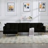 107.7” Sectional Sleeper Sofa bed, Convertible sofa sleeper with Tufted back and seat cushion for home, office, and guest room,Black - 4 of 4