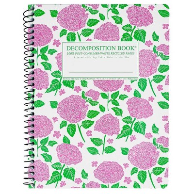 Decomposition Book 7.5"x9.75" 160 Pages College Ruled Spiral Notebook Pink Hortensia