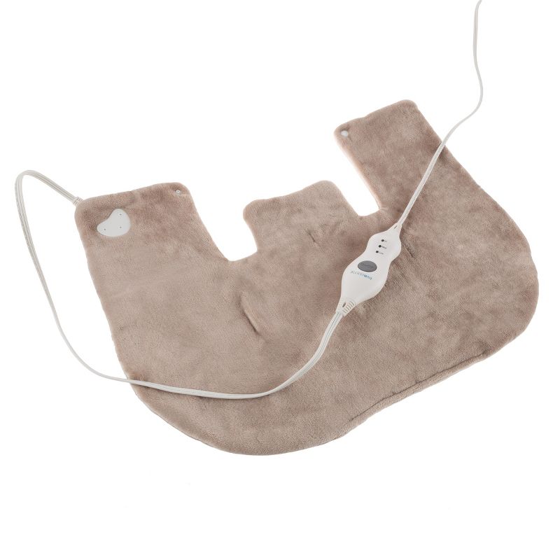 Electric Neck and Shoulder Warmer - Heating Pad with 3 Settings, Auto Shut-Off, Front Clasp, and Long Detachable Cord by Bluestone (Tan), 5 of 8