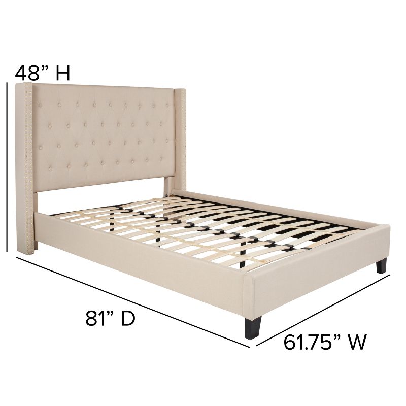 Flash Furniture Riverdale Tufted Upholstered Platform Bed with 10 Inch CertiPUR-US Certified Foam and Pocket Spring Mattress, 4 of 11
