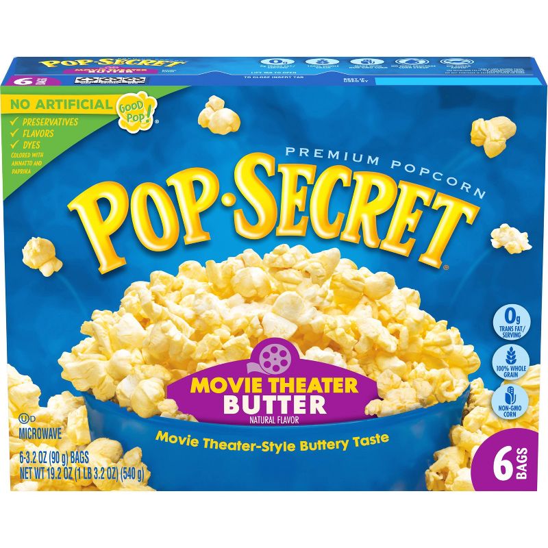 Pop Secret Microwave Popcorn Movie Theater Butter Flavor - 3.2oz/6ct, 1 of 10