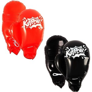 Blue Panda 2 Pairs Inflatable Boxing Gloves, Muay Thai Mitts Kick Training Gloves for Kids, Black & Red - 1 of 4