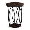 Resenkos Sofa Side End Table, End Table, Couch Table,Round End Table, Industrial Accent Side Table with Storage Shelf,Brown & Black - 2 of 3