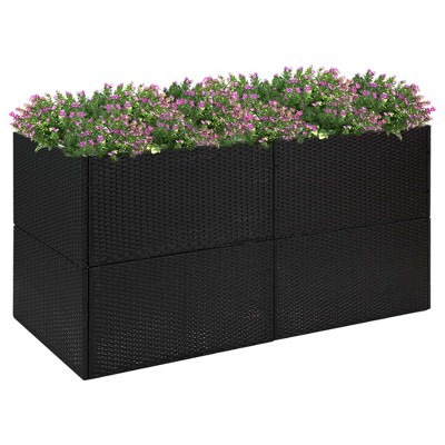VidaXL Garden Planter Black 61.8 in.x31.5 in.x31.5 in. Poly Rattan