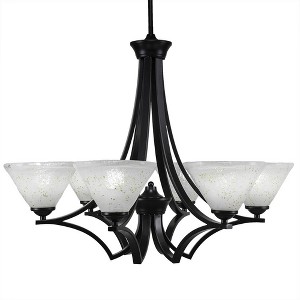 Toltec Lighting Zilo 6 - Light Chandelier in  Matte Black with 7" Gold Ice Shade - 1 of 1