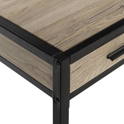 Alan Rustic Brown and Black Wood Corner Desk with Drawer
