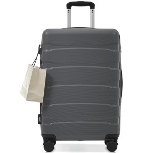 ChicFurnit Luggage 24" Hardside Large Checked Luggage, Hardshell Suitcase ABS Suitcase with Double Spinner Wheels, TSA Lock, Gray, 17.7"*11"*26.2" - 1 of 4