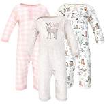 Hudson Baby Infant Girl Cotton Coveralls 3pk, Enchanted Forest