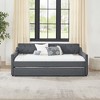 Twin Size Upholstered Daybed with Twin Size Erectable Trundle and USB Charging Design for Bedroom or Guest Room - 4 of 4
