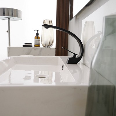 Matte Black Single Handle Mid Arc Bathroom Faucet