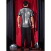 Lars Amadeus Men's Metallic Short Sleeves Summer Disco Party Sparkly Sequins Shirt - 3 of 4
