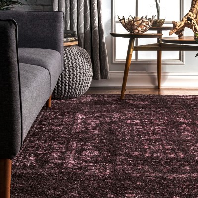 Elegant Vintage Burgundy Synthetic 7'6" x 9'6" Area Rug