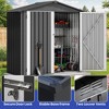 6x4 FT Shed Outdoor Storage Shed with Lockable Doors & Sloped Roof Metal Garden Tool Shed for Backyard, Patio, Poolside , Dark Gray - 3 of 4
