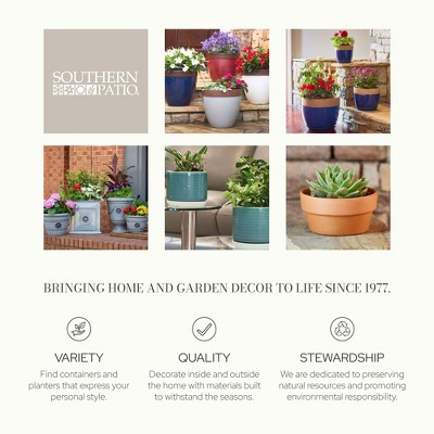 Monaco Blue Glossy Resin Outdoor Patio Planter, 12-Inch