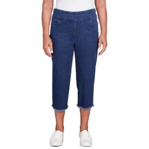 Alfred Dunner Womens Denim Fringe Capri Pant - 1 of 4