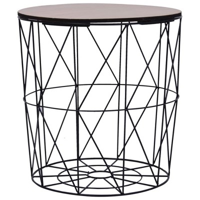 Industrial Charm Round Nesting Coffee Table Set in Natural Wood & Metal