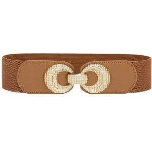 INSPIRE CHIC Women's Elastic Belt Alloy Double Ring Buckle Fashion Suitable for Skirt Dress - 1 of 4