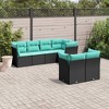 vidaXL 7 Piece Patio Sofa Set with Cushions Black and Blue Poly Rattan - 2 of 4