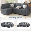 Whisen Chenille Sectional Sofa Bed, Dual Pull-Out Sleepers, Flip-Top Table, USB Ports, Cup Holder & Storage - 4 of 4