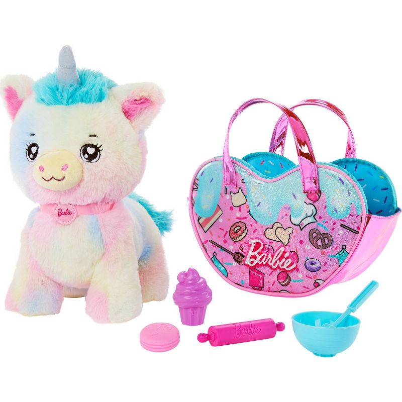 Barbie Chef Pet Adventure Stuffed Animal, Unicorn Toys, Plush with Purse and 5 Accessories, 1 of 7