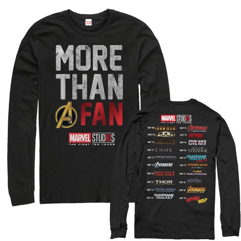 Men's Marvel 10th Anniversary More Than a Fan Long Sleeve Shirt - Black -  2X Large