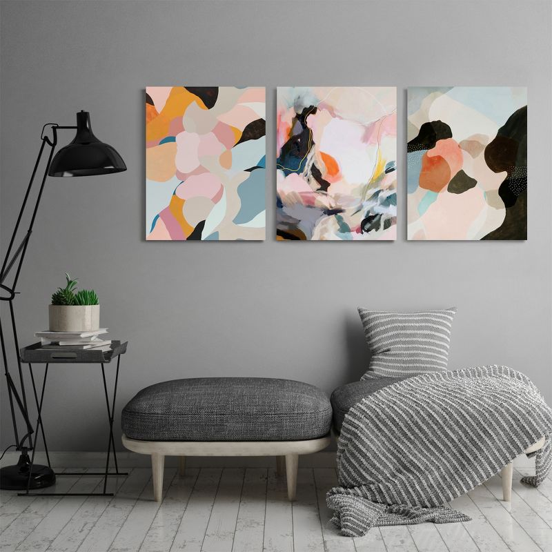 Americanflat Abstract Peachy Paintings By Louise Robinson Triptych Wall Art - Set Of 3 Canvas Prints, 4 of 7