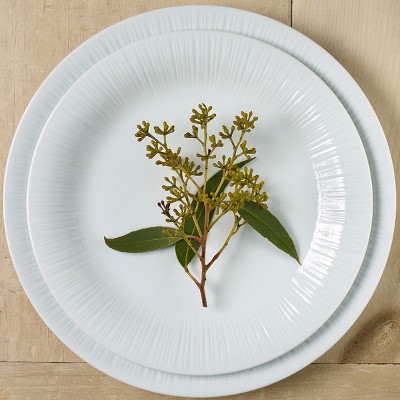 White Porcelain Embossed 24-Piece Dinnerware Set, Service for 6