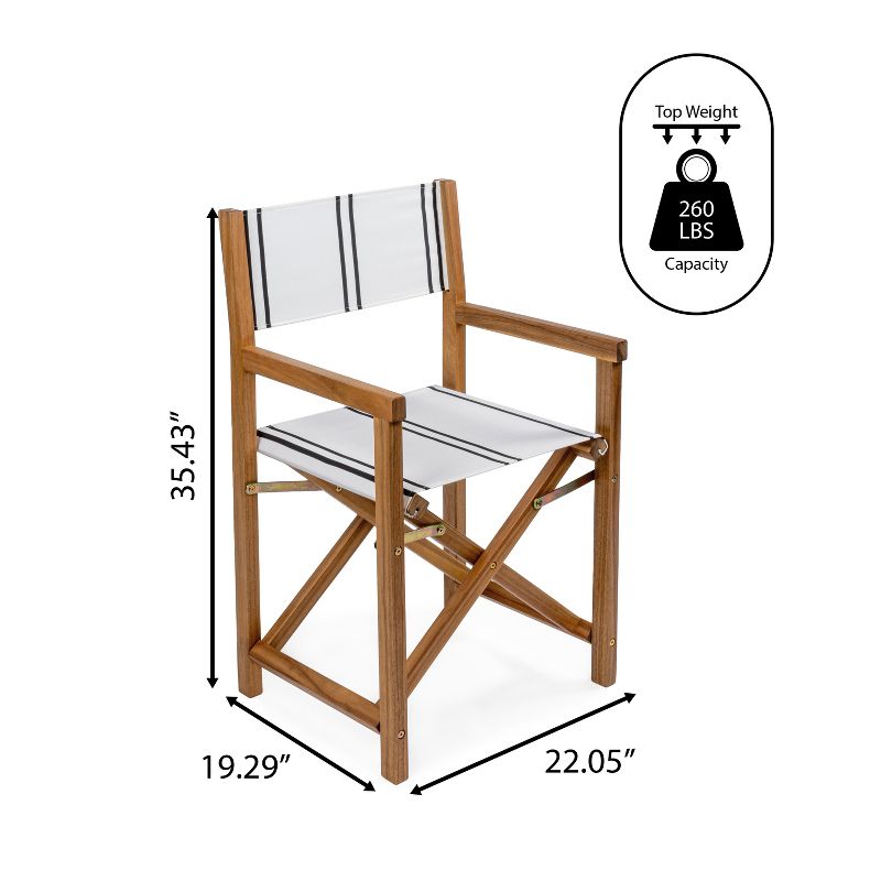 Cukor Classic Vintage Outdoor Acacia Wood Folding Director Chair with Canvas Seat- JONATHAN Y, 3 of 10