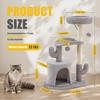 JIONJOY 33" Small Cat Tree Tower - Cactus Design with Curved Bed, Sisal Scratching Posts & Condo, Indoor Grey Cat Furniture - 4 of 4