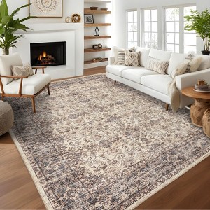 Washable Area Rugs for Living Room Bedroom Area Rug Boho Vintage Rugs Slip Low Pile Soft Lightweight Carpet Indoor - 1 of 4