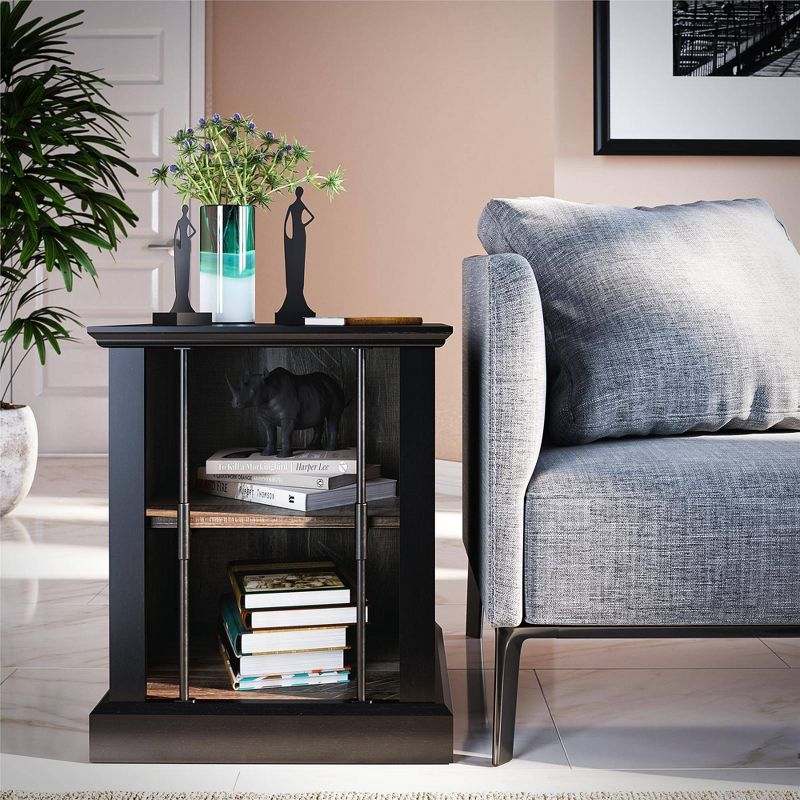 Hoffman Two Toned Rustic End Table with 2 Open Shelves Black and Walnut - Room &#38; Joy, 3 of 14
