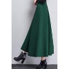 Women's Wool A-Line Maxi Skirt - Fall Winter Swing Pleated Long Skater Skirt Pocket-green - 4 of 4
