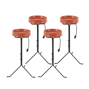 API 12 Inch Weather Resistant Outdoor Garden Decor All Weather Heated Bird Bath with Round Basin and Metal Stand, Black, (4 Pack) - 1 of 4