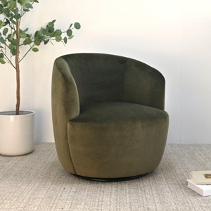 Bella Armrest 360° Swivel Nursery Chair,27'' Seat Width Contemporary Upholstered Velvet Swivel Chair-Maison Boucle - 1 of 4