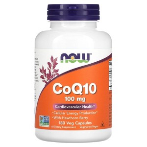 NOW Foods CoQ10 With Hawthorn Berry, 100 mg, 180 Veg Capsules - 1 of 4
