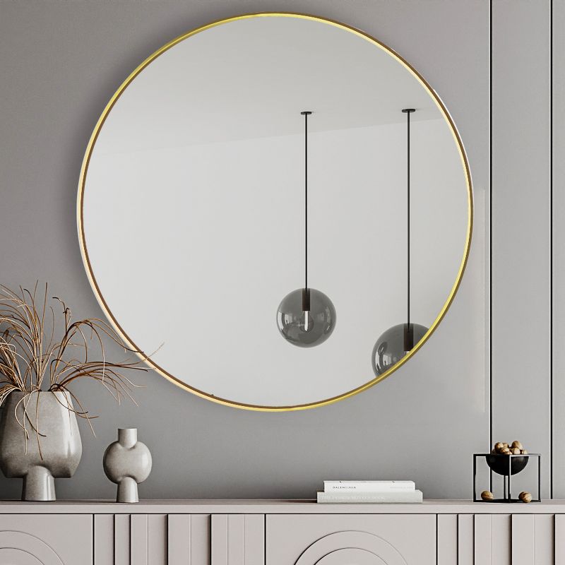 Colt Circle Metal Frame Large Circle Wall Mounted Mirror -The Pop Home, 1 of 9