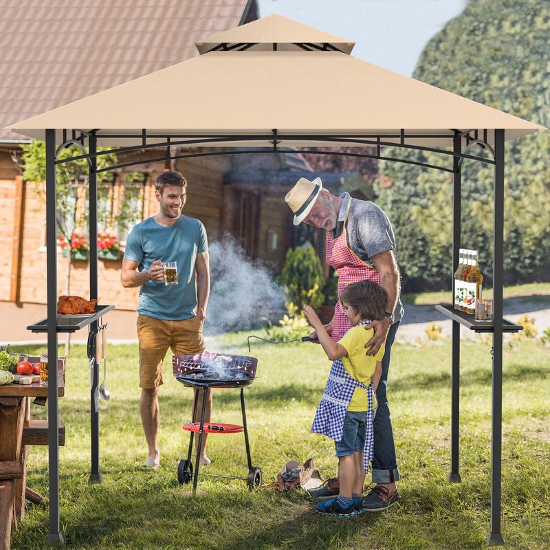 Tangkula 8' x 5' BBQ Grill Gazebo 2-Tier Barbecue Canopy Vented Top Shelves Shelter, 3 of 8