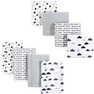 Hudson Baby Unisex Baby Cotton Flannel Burp Cloths and Receiving Blankets, 8-Piece, Moon And Back, One Size - 1 of 2