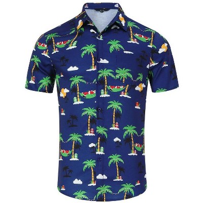 WhizMax Men's Christmas Hawaiian Shirts Printed Button Down Ugly X-Mas Christmas Vacation Short Sleeve Shirts
