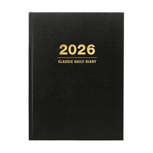 2026 Professional Hardcover Daily Diary Journal and Planner, 6.25"x8.25" (Black) - 1 of 4
