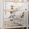 FUFU&GAGA White Three Drawer Nightstand with Mirrored Floral Decorative Top Bedside Table White - 4 of 4