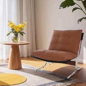 PAGED Modern Metal Frame Accent Chair, Upholstered Arm Chair with High Back, Reading Chair for Bedroom, Living Room Furniture - 1 of 4