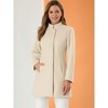 INSPIRE CHIC Women's Winter Stand Collar Single Breasted Mid-thigh Long Overcoat - 2 of 4