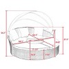 1 Piece Patio Rattan Double Chaise Lounges,Outdoor Round Upholstered Sofa Bed,Round Bed With Canopy And Lift Coffee Table-Coolbibila - 4 of 4