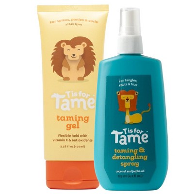 T is for Tame - Hair Taming Gel & Detangling Spray Duo for Kids & Toddlers, All Natural, Alcohol-Free, All Hair Types, 2ct