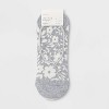 Women's Floral Print 3pk Liner Socks - A New Day™ Heather Gray/Cream 4-10: Hidden Gel Heel Grip, Knit Design - 2 of 2