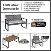 VYNXARIA 4-Piece Patio Furniture Set Outdoor Balcony Porch Garden Backyard Lawn Furniture Acacia Wood Table Top, Morden Brown and Beige Cushion - 4 of 4